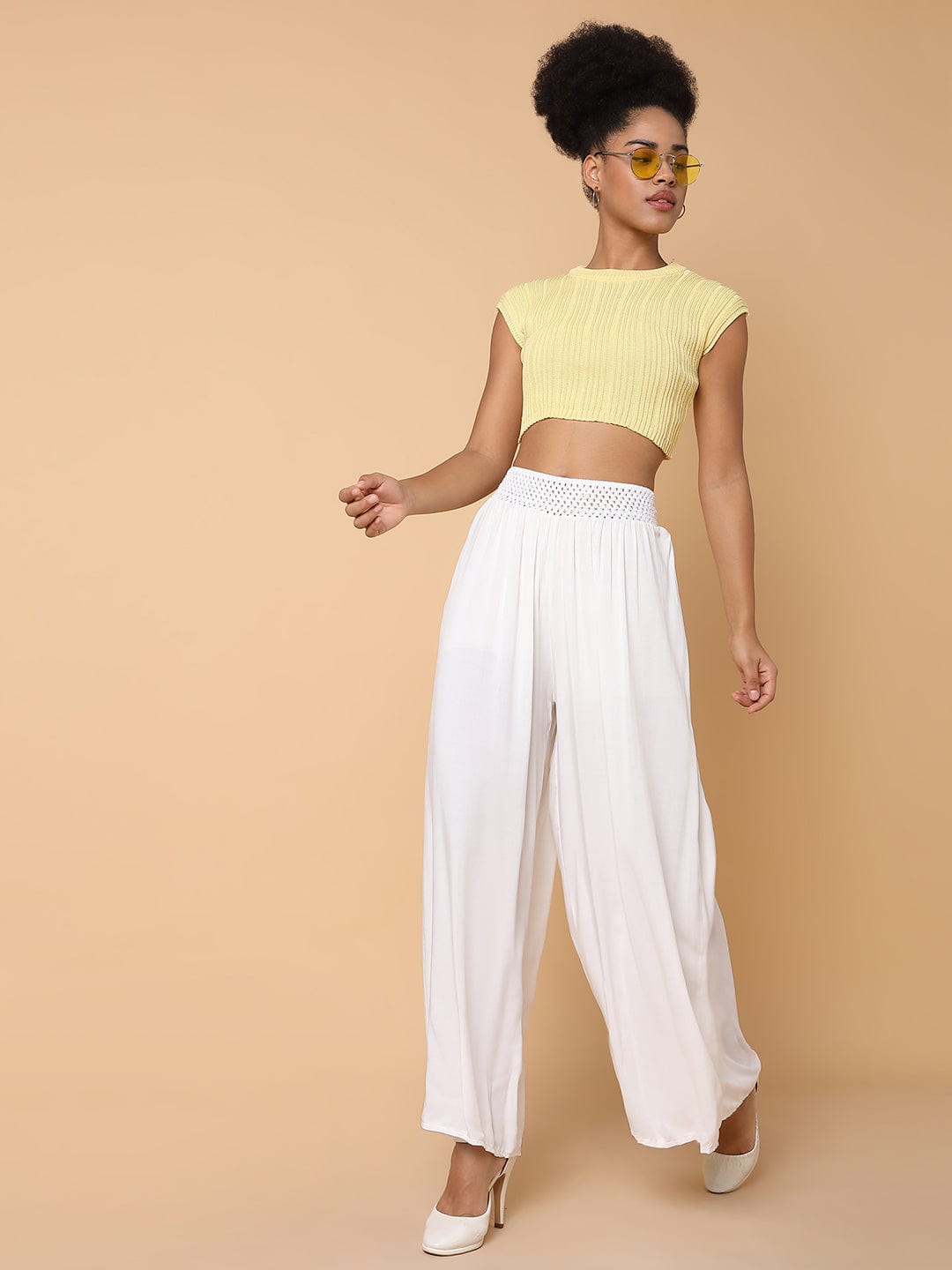 Buy Women's White Cotton Comfort Loose Fit Trousers Showoffff