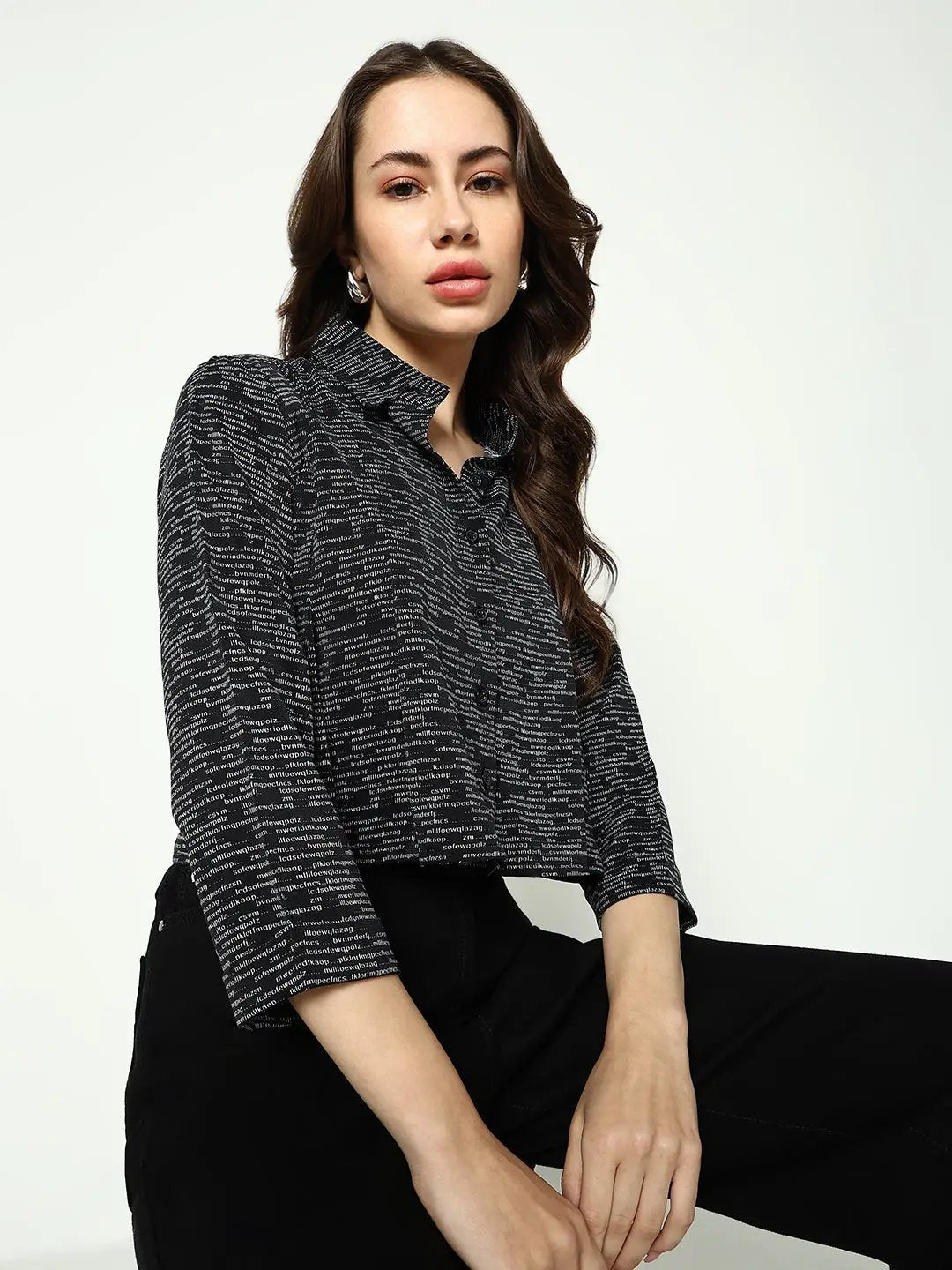 Women's Black Comfort Boxy Printed Casual Shirt - from SHOWOFFFF