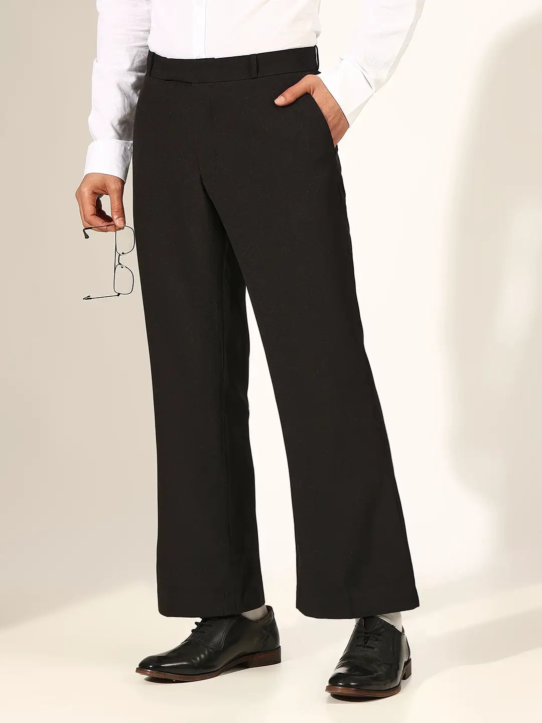 Shop Men's Flared Black Formal Korean Trousers| Showoffff