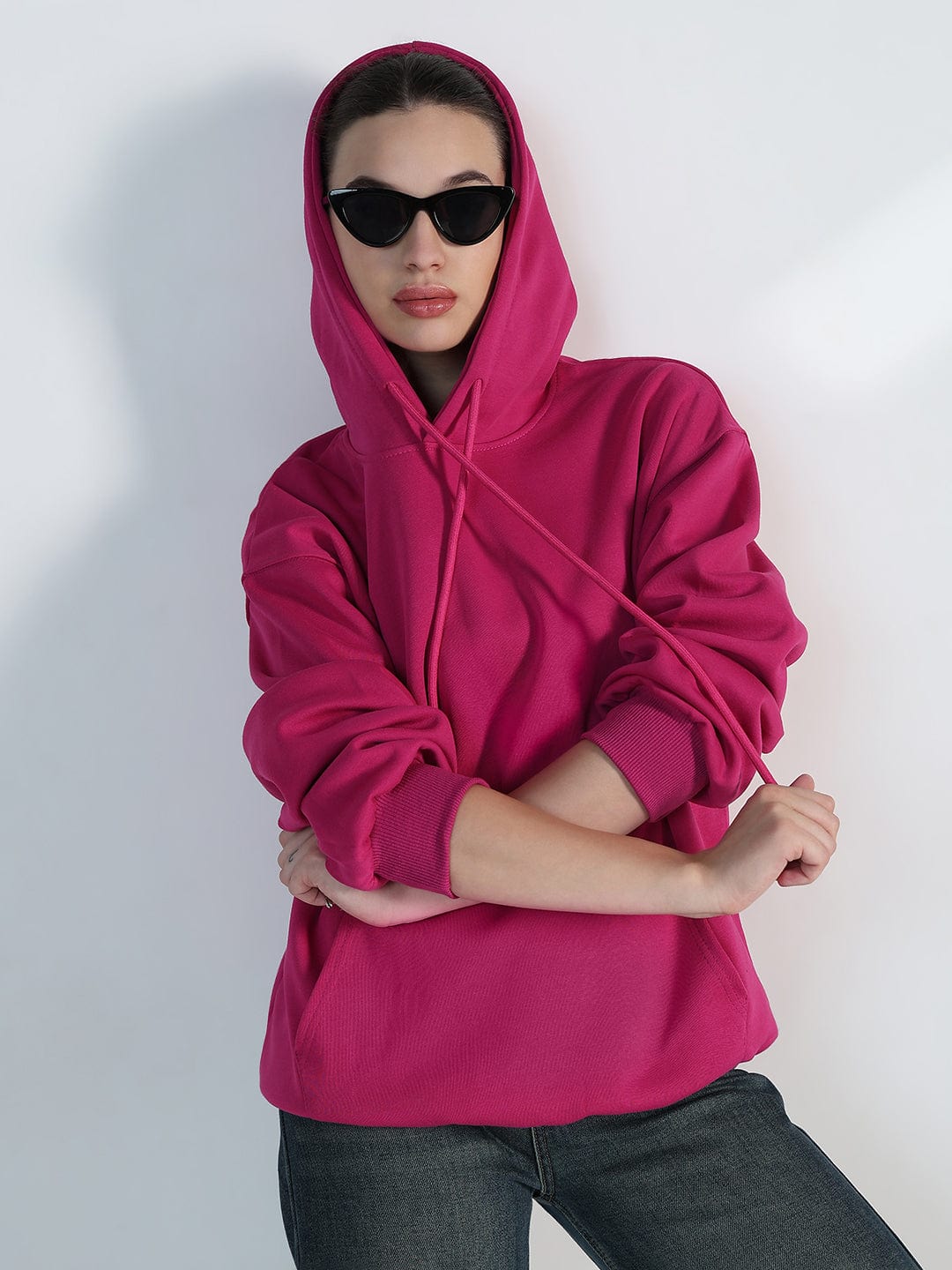 Buy Women's Pink Oversized Hoodie Showoffff Women's Sweatshirts