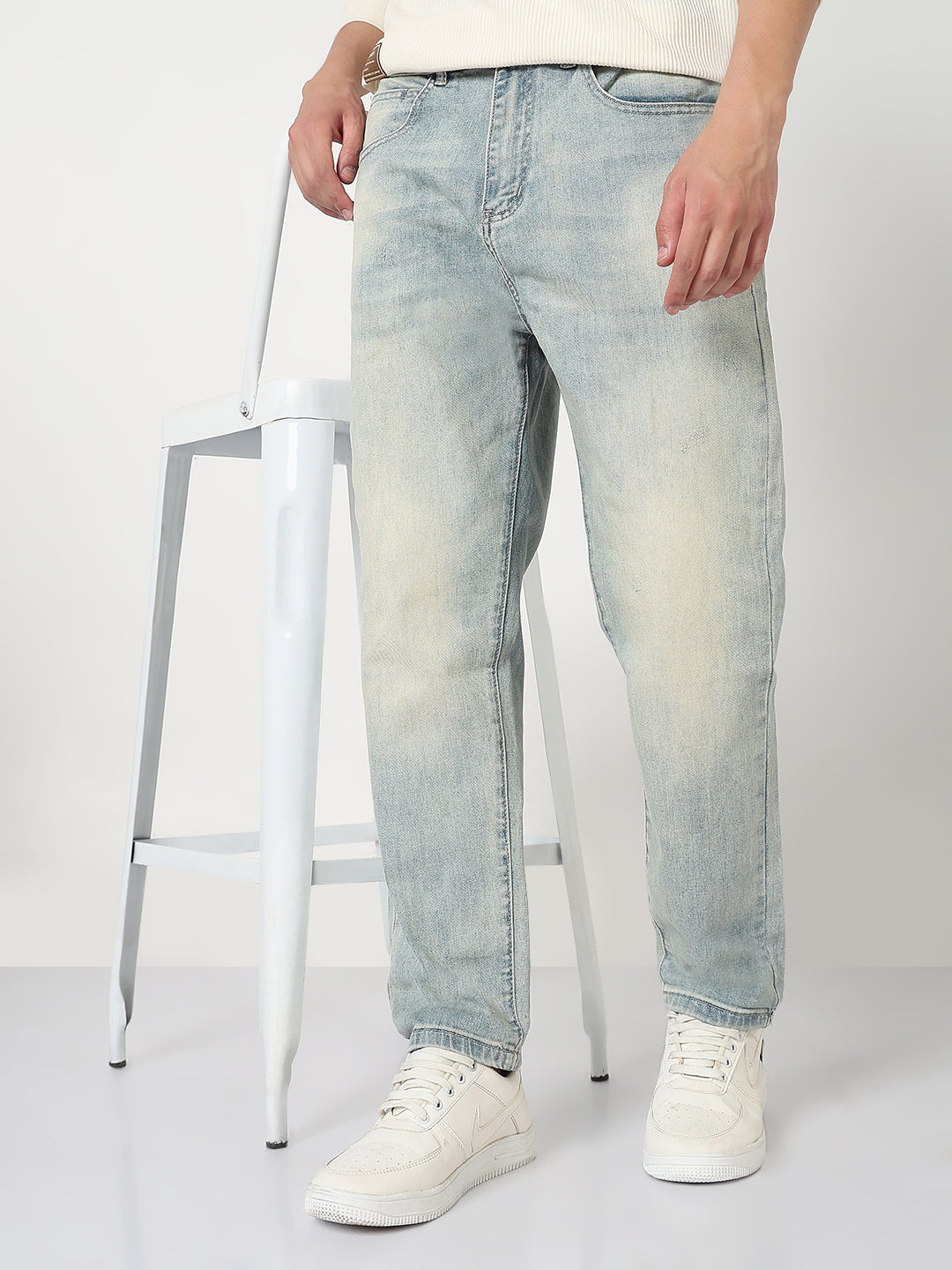 Shop Men's Blue Washed Straight Fit Heavy Fade Jeans Showoffff