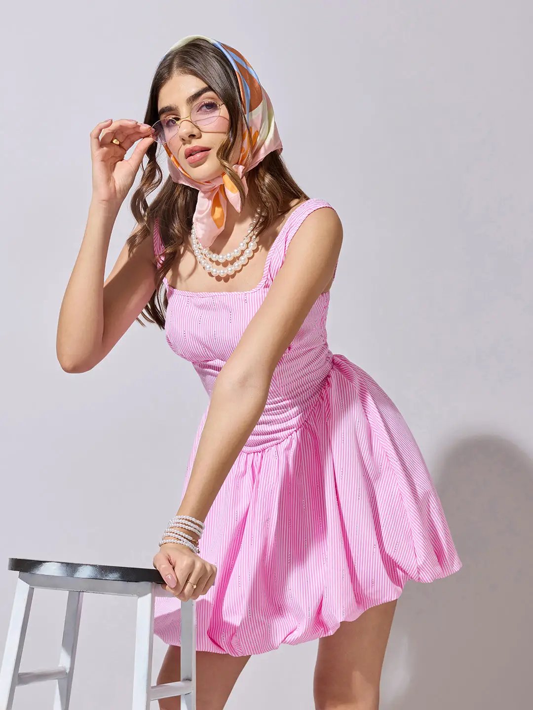 Shop Women's Pink Bubble Hem Mini Dress| Showoffff