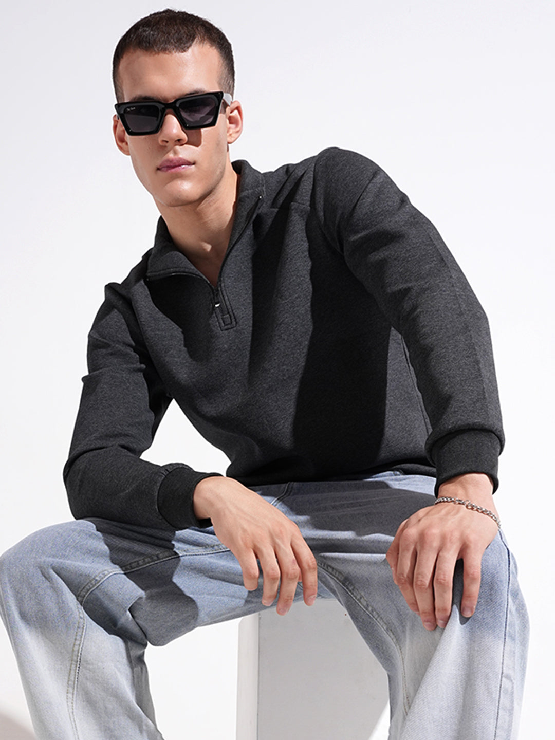 Shop Men's Grey High Neck Sweater Showoffff