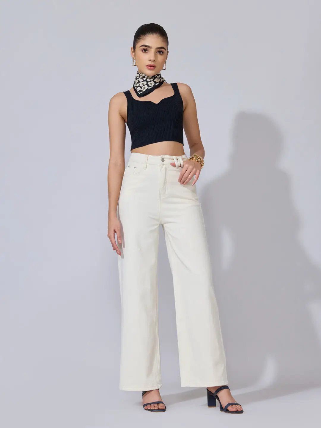 Women's White High-Rise Wide Leg Jeans - from SHOWOFFFF