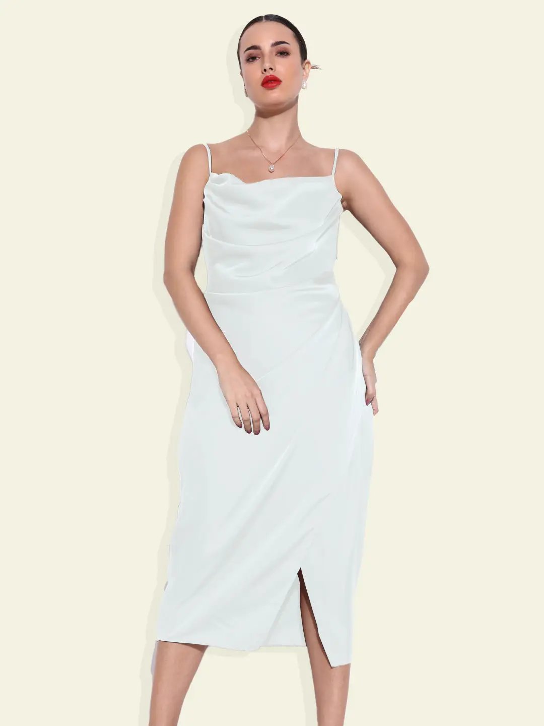 Women's White Solid Sheath Dress - from SHOWOFFFF