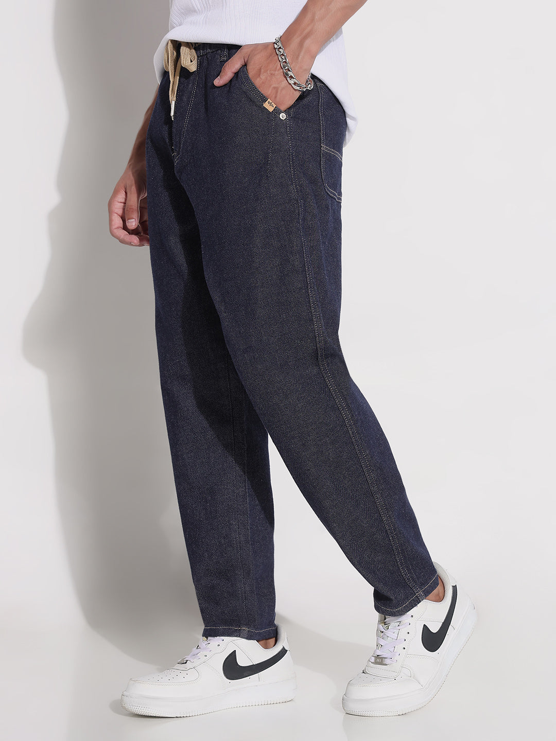 Men's Navy Blue Straight Fit Jeans