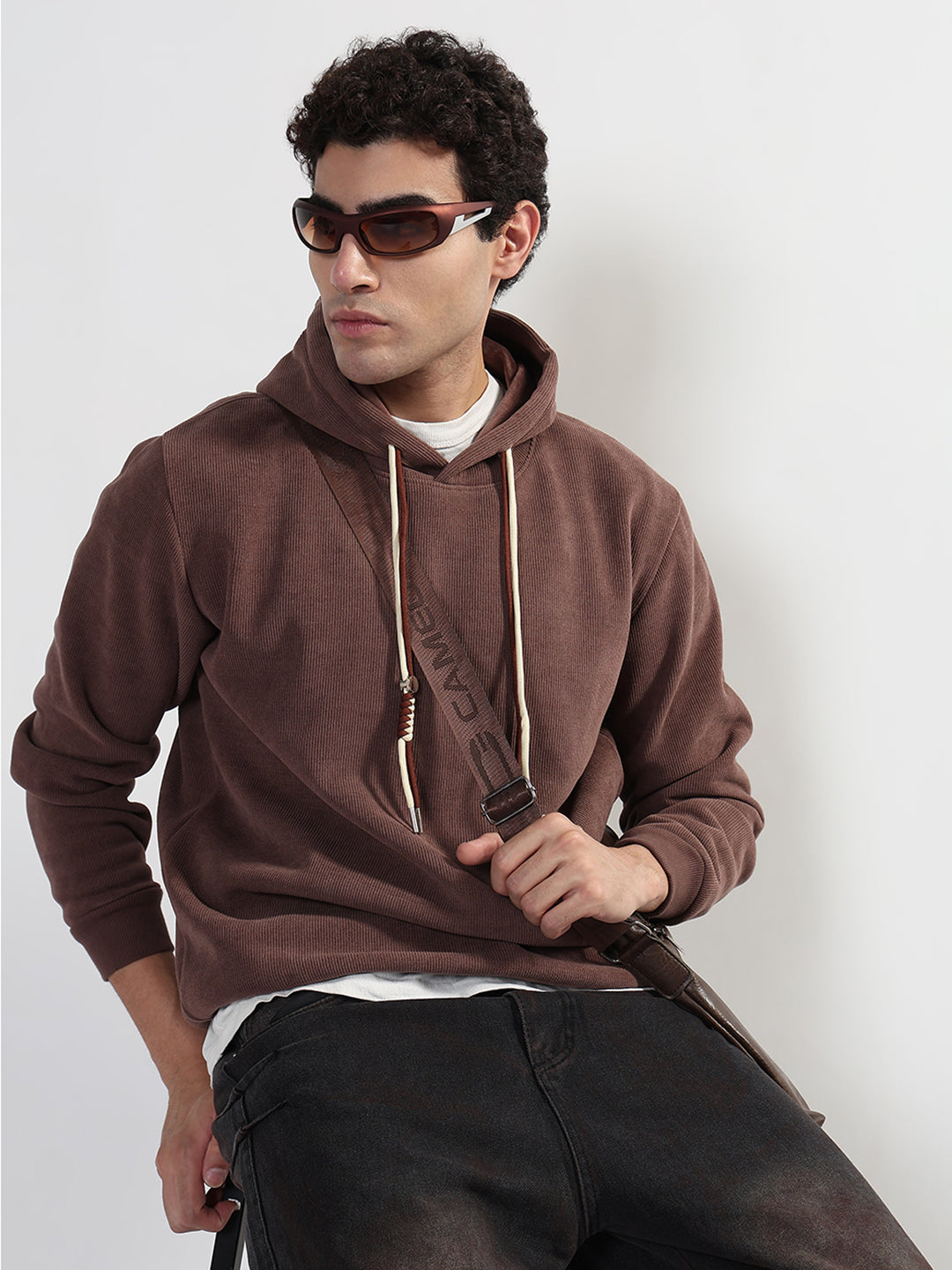 Shop Men's Casual Brown Full Sleeves Hoodie Showoffff