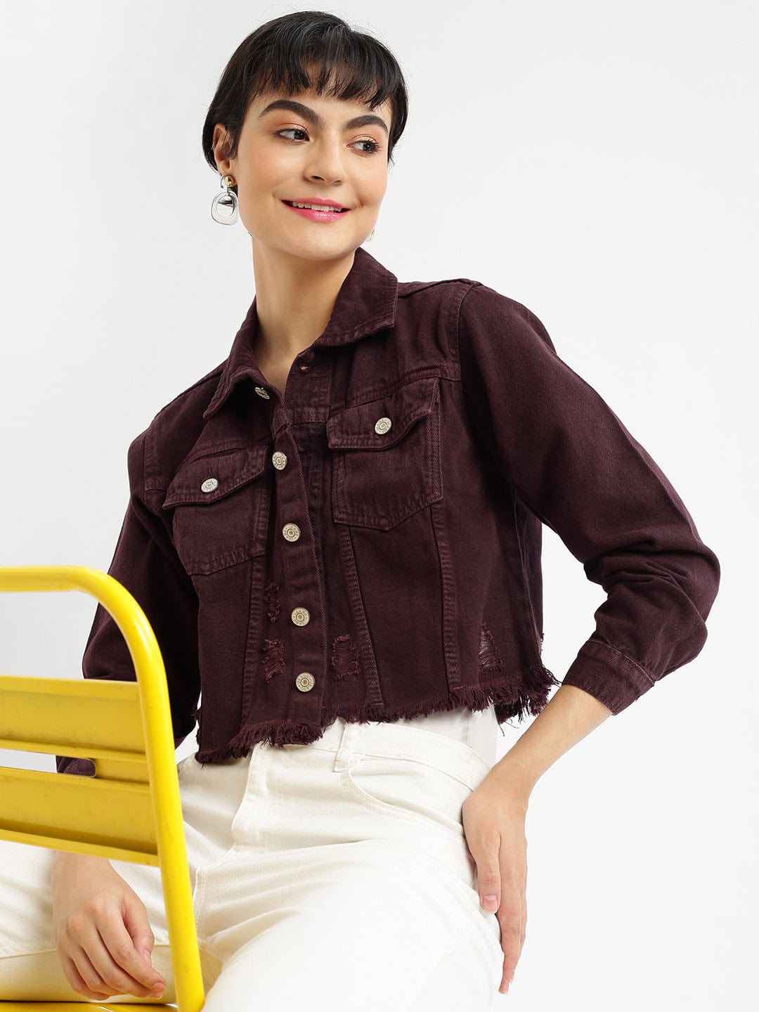 Jacket Outfit Lilac Cropped Denim Jacket SHOWOFFFF Women's Purple