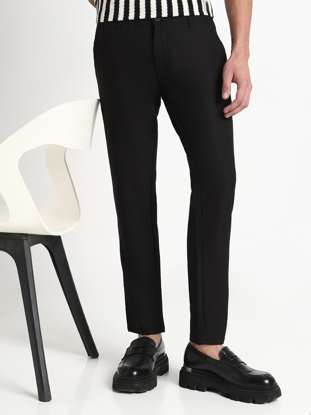 Formal Trousers Next Cropped Trousers SHOWOFFFF Men's Black Solid