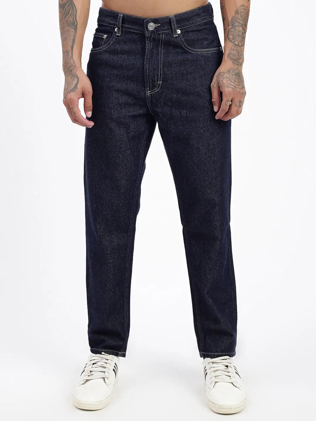 Men's Navy Blue Cotton Comfort Slim Fit Jeans - from SHOWOFFFF