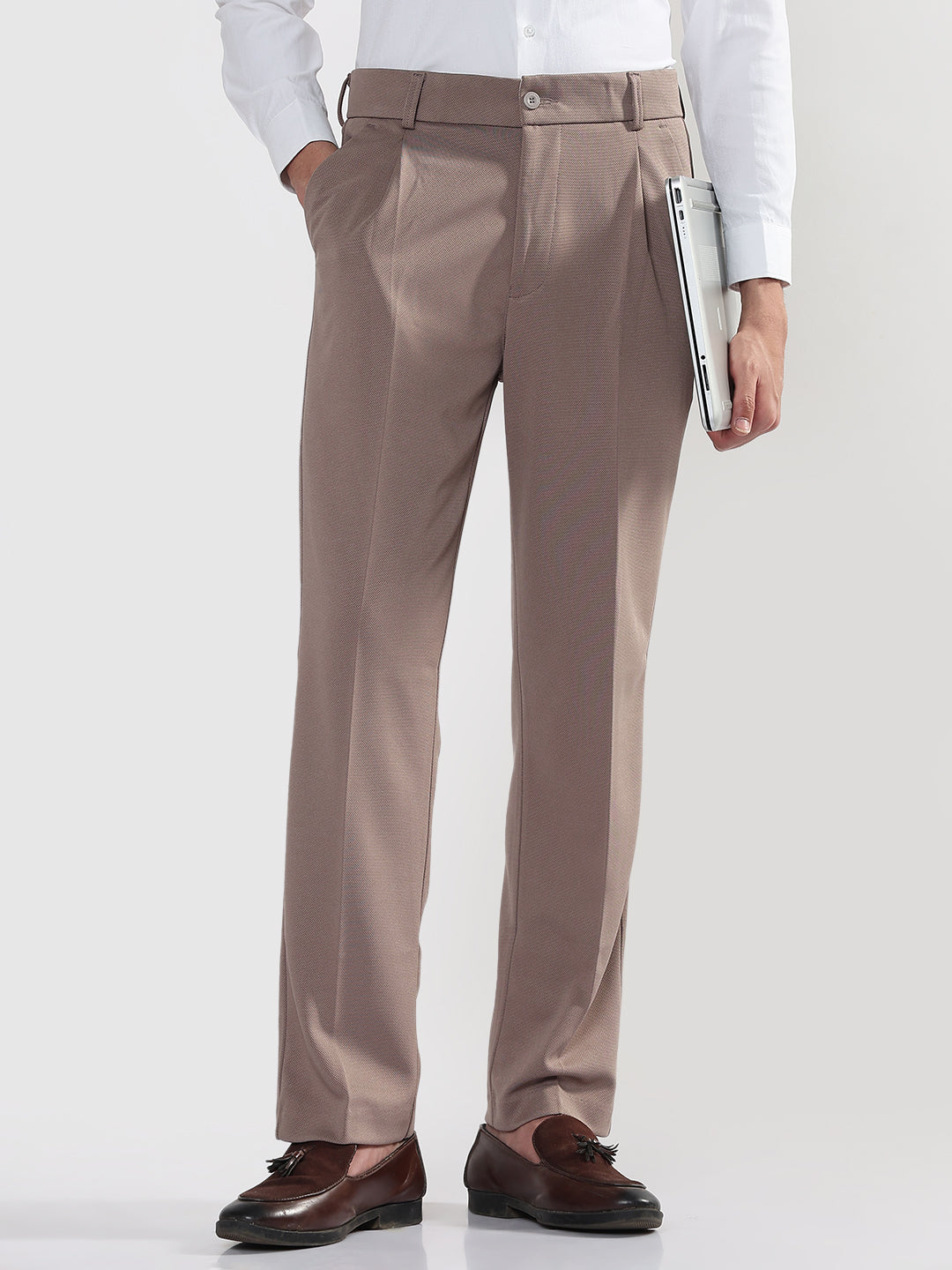 Buy Men's Brown Straight Fit Formal Trouser Showoffff