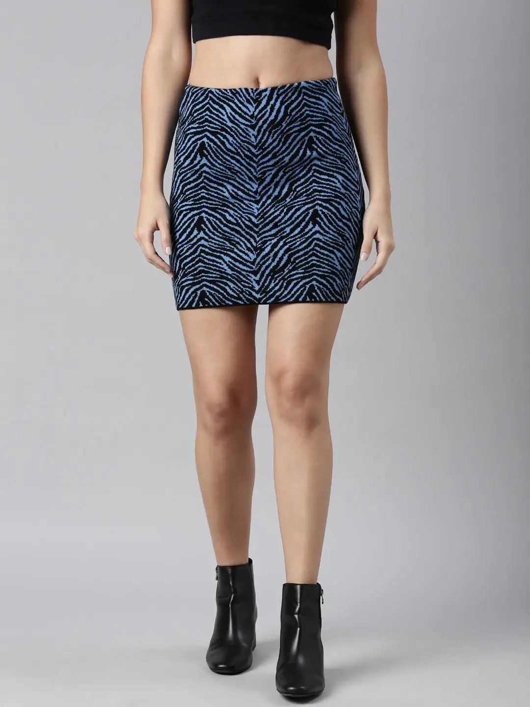 Serif Logo Cable Mini Skirt in Blue