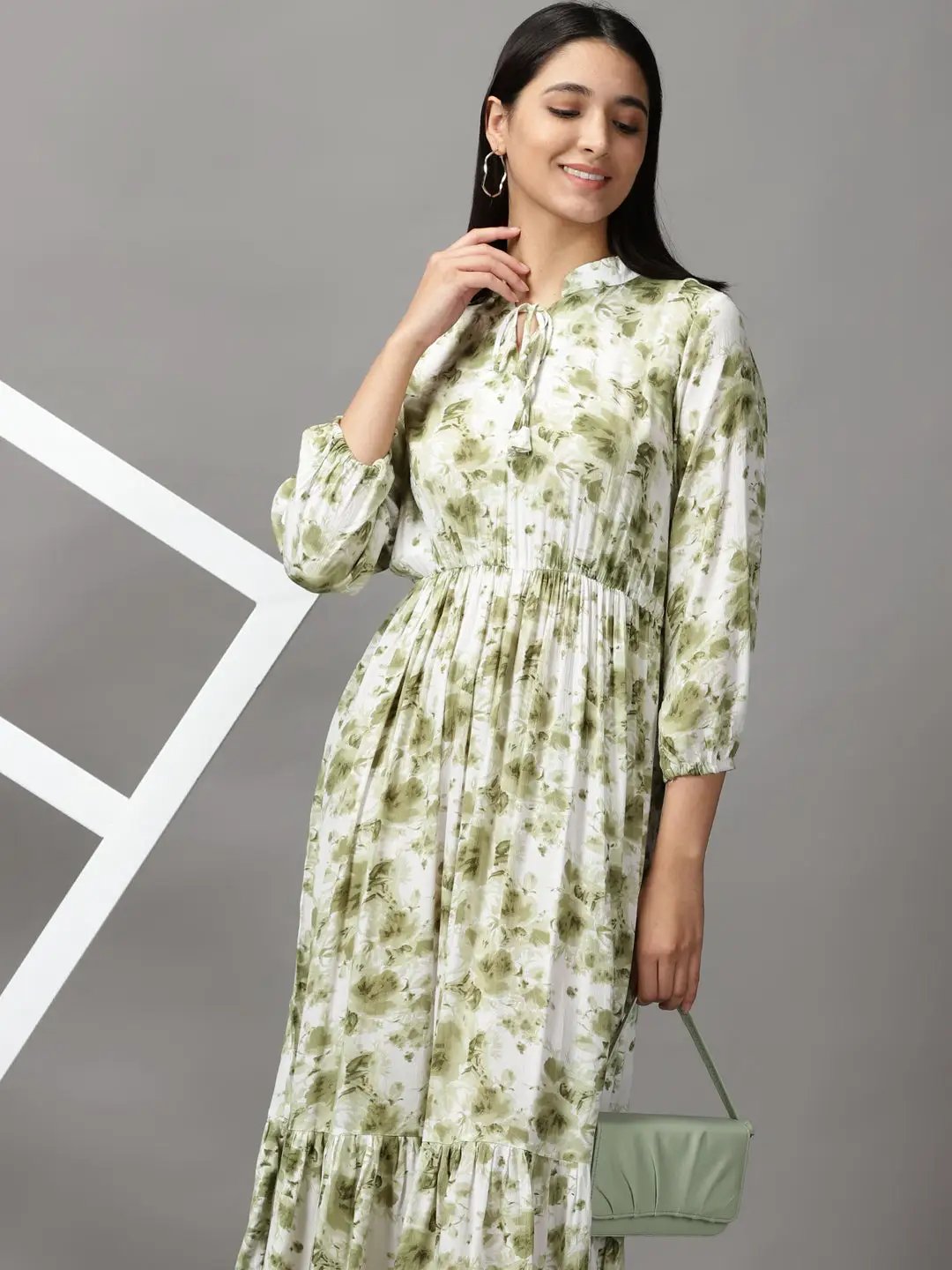 Shop Women's White Floral Fit & Flare Maxi Dress| Showoffff