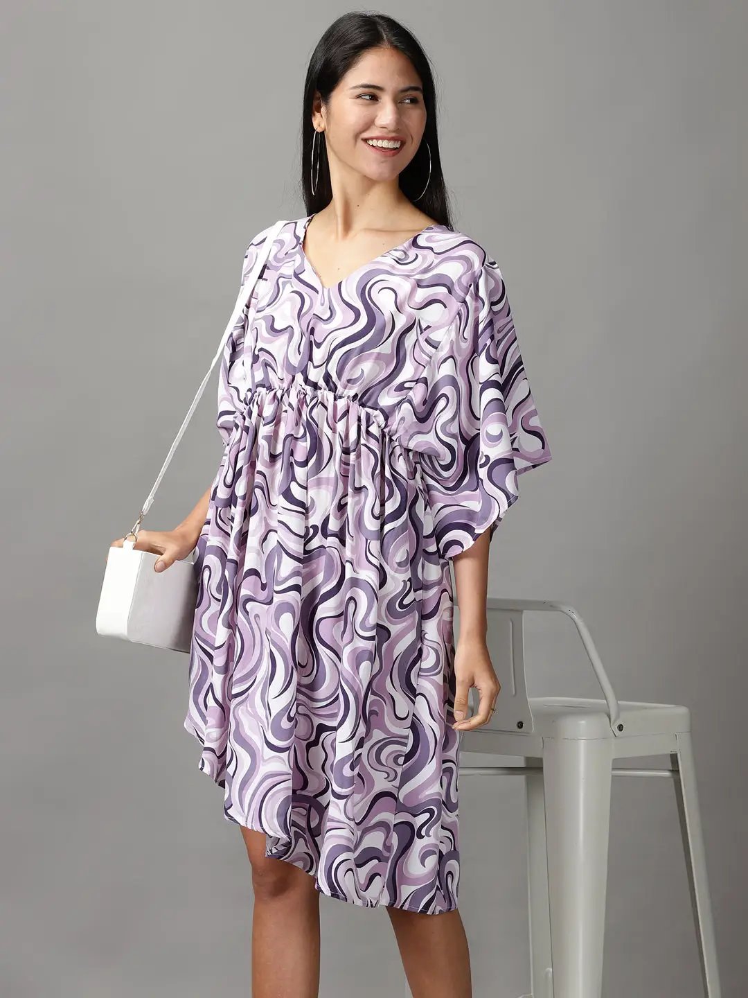Shop Women's Lavender Abstract Printed Fit and Flare Dress| Showoffff