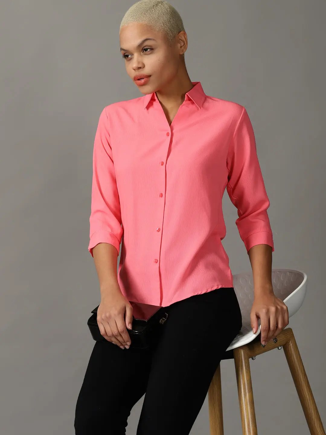 Gant Women Pink Printed Spread Collar Short Sleeves Shirt