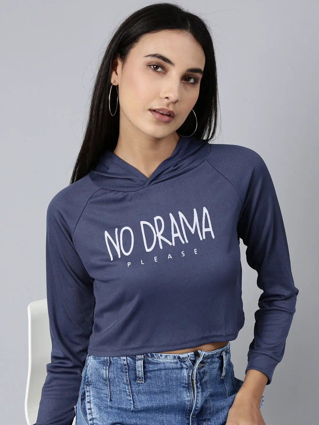 Women's Green Typography Printed Drop-Shoulder Sleeves Boxy Crop T-Shirt