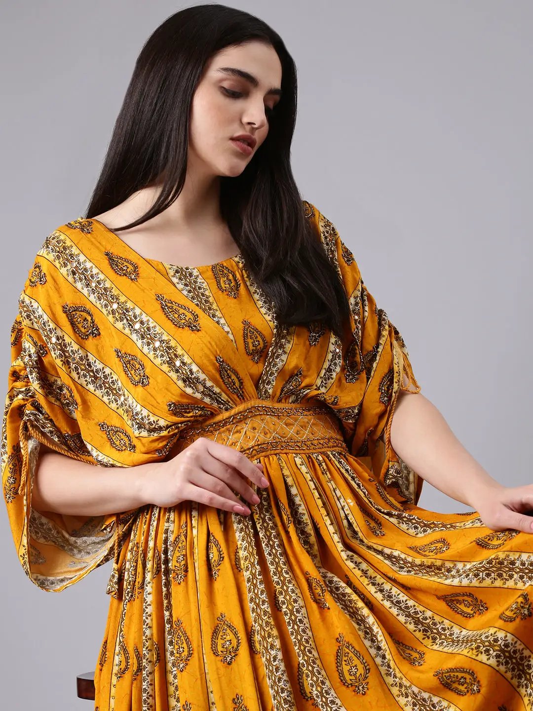 slim fit dress slacks Mustard Fit And Flare Knit Dress main image 0