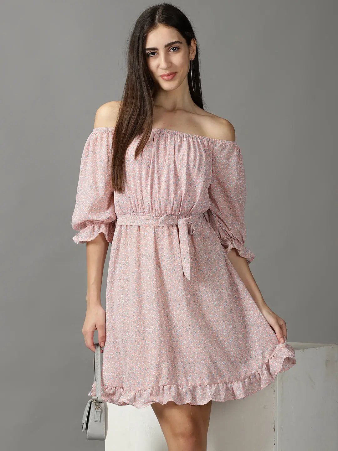 slim fit dress slacks Peach Fit and Flare Dress by Wyshlist