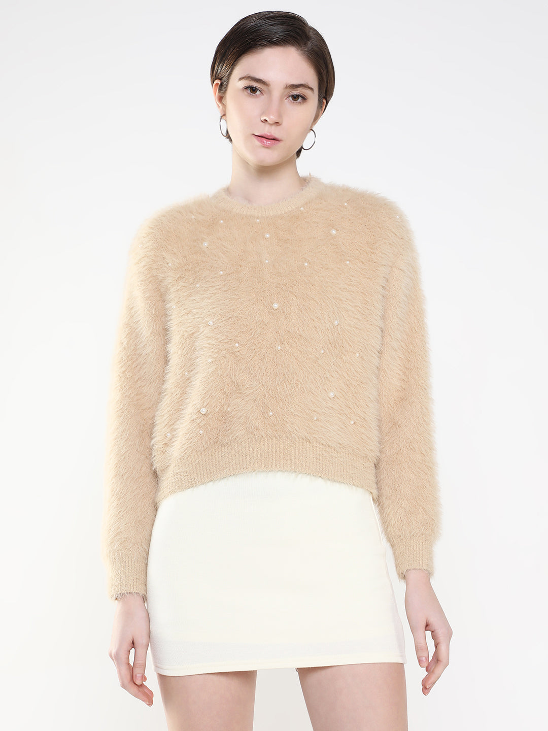 Women Solid Beige Cardigan