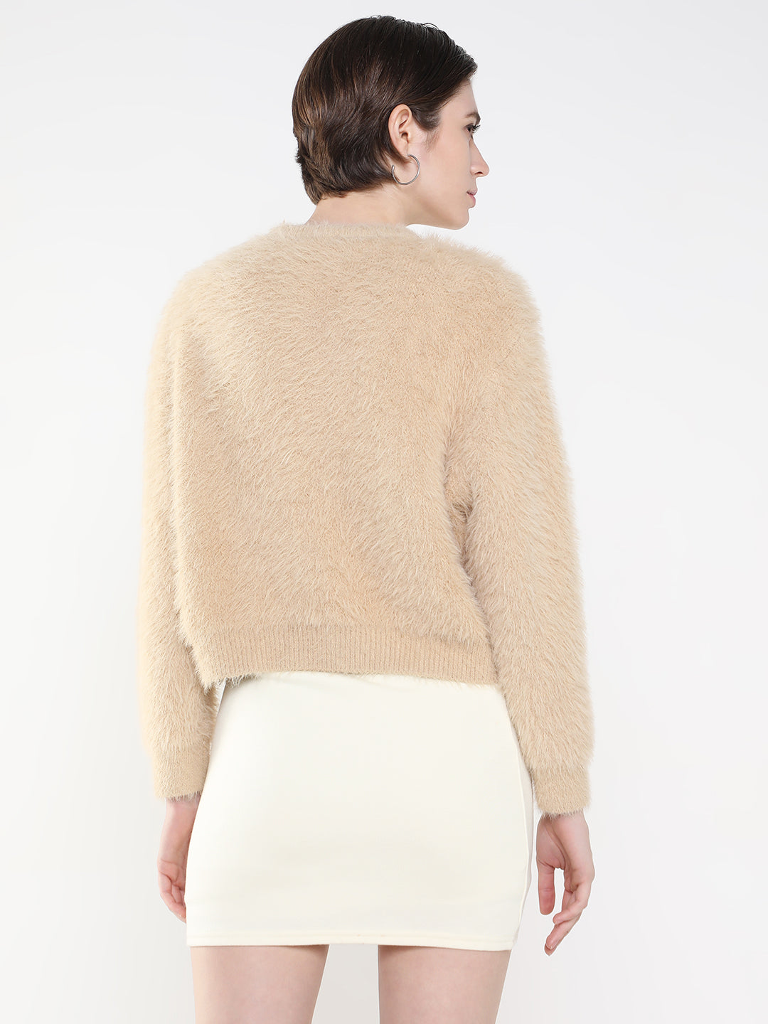 Women Solid Beige Cardigan