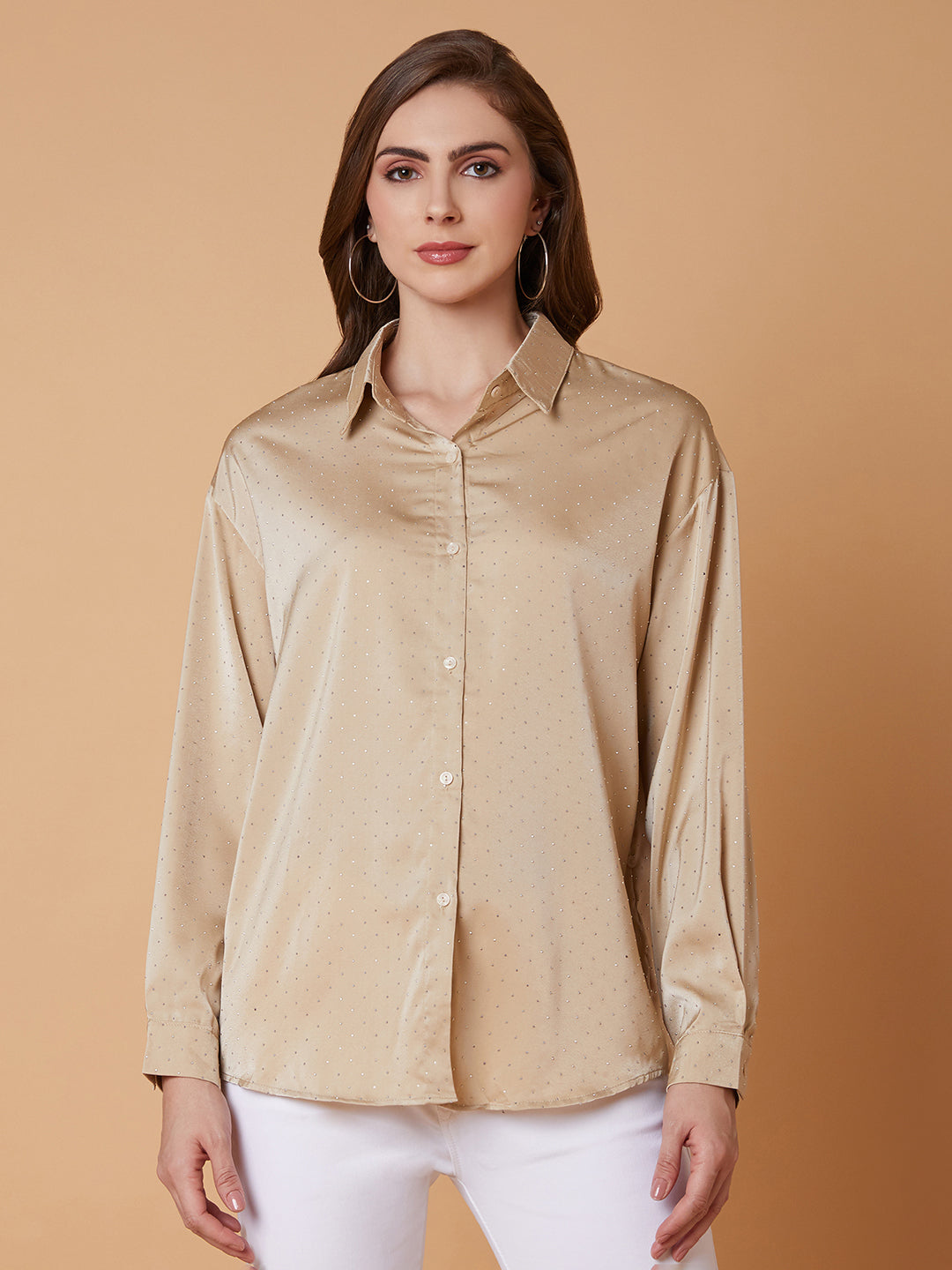 Women Solid Beige Shirt