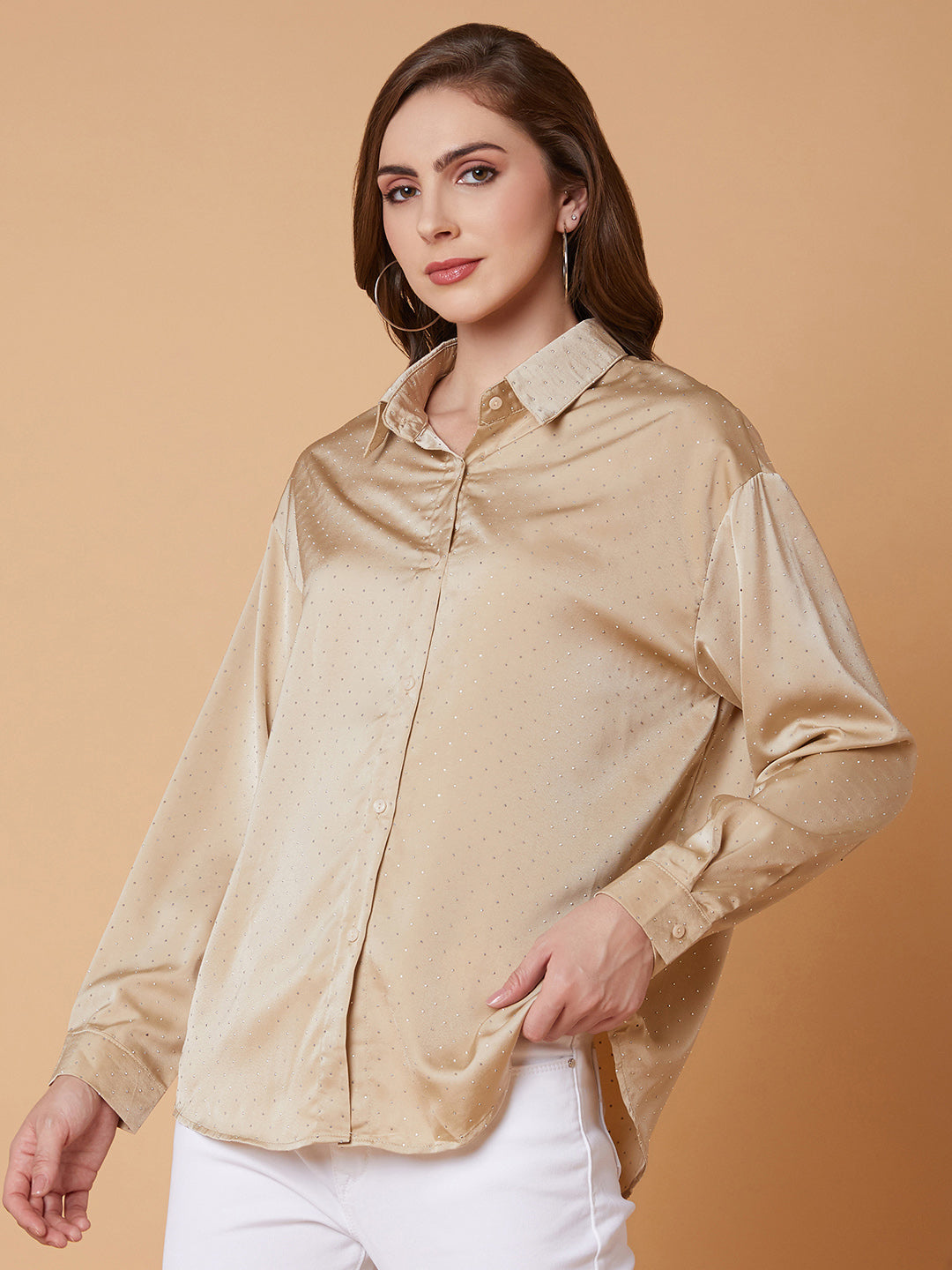 Women Solid Beige Shirt