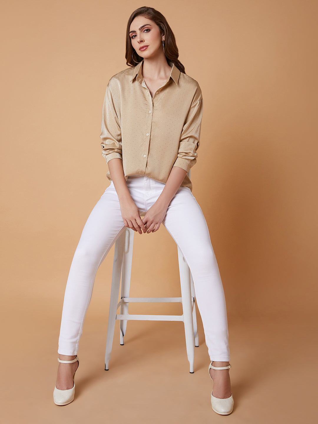 Women Solid Beige Shirt