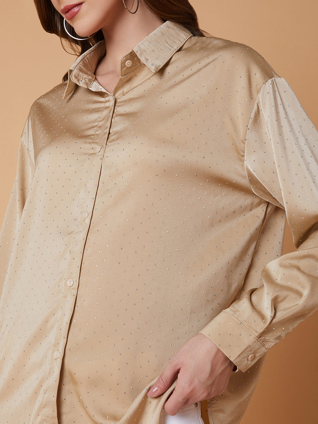 Women Solid Beige Shirt