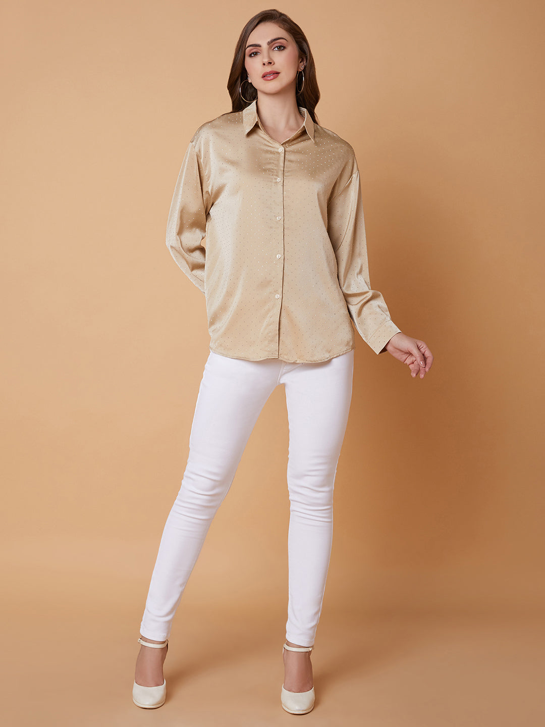 Women Solid Beige Shirt