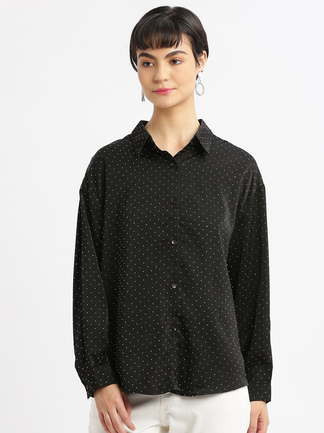 Women Solid Black Shirt