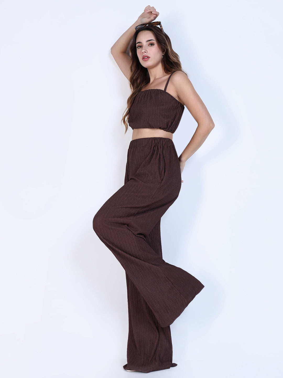 Women Brown Solid Co Ords Set