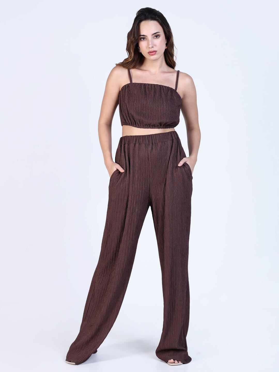 Women Brown Solid Co Ords Set