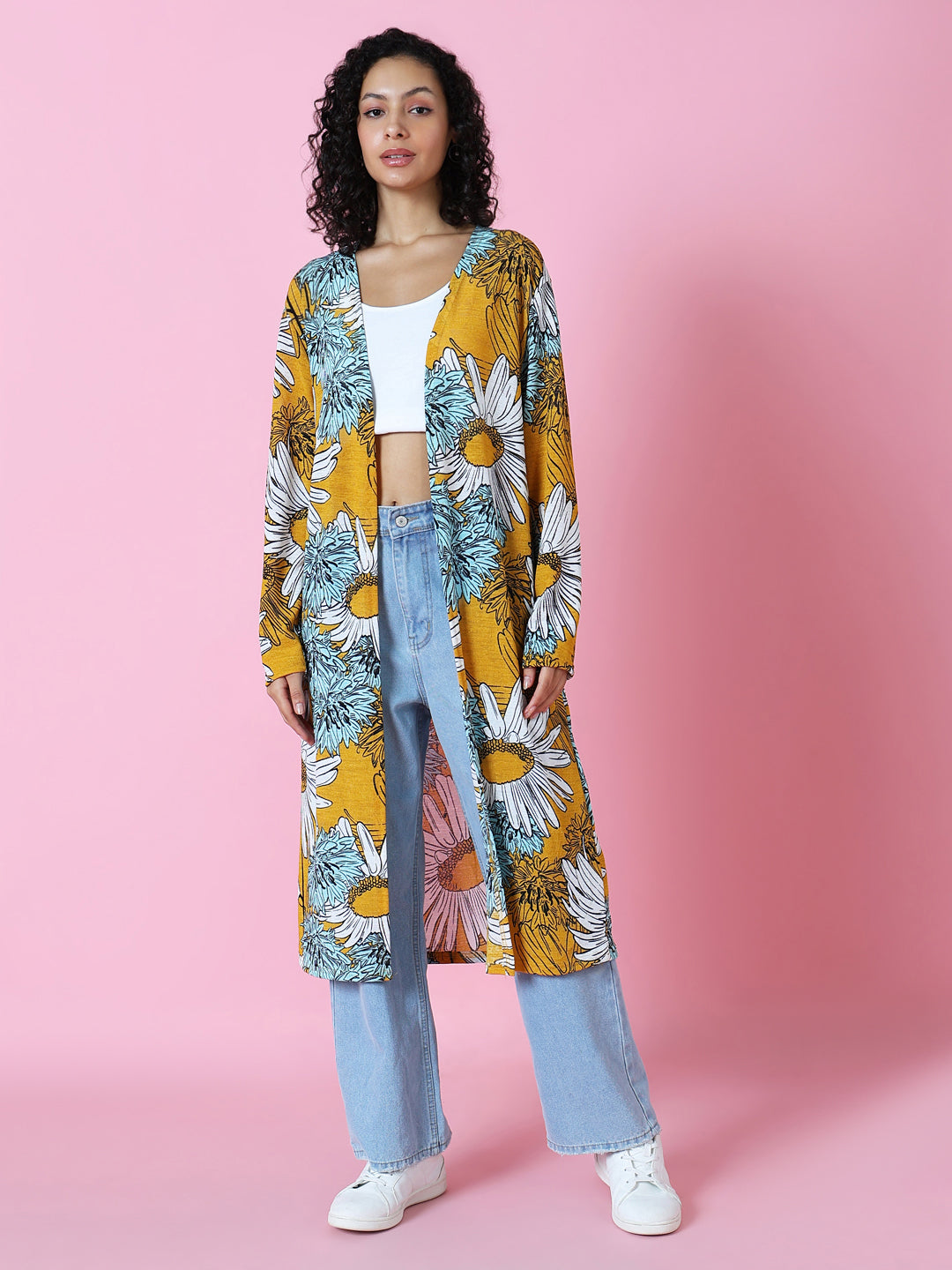 Women Printed Mustard Shrug