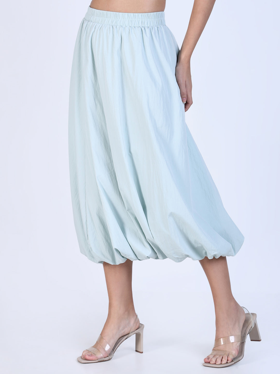 Women Sea Green Solid Balloon Skirt