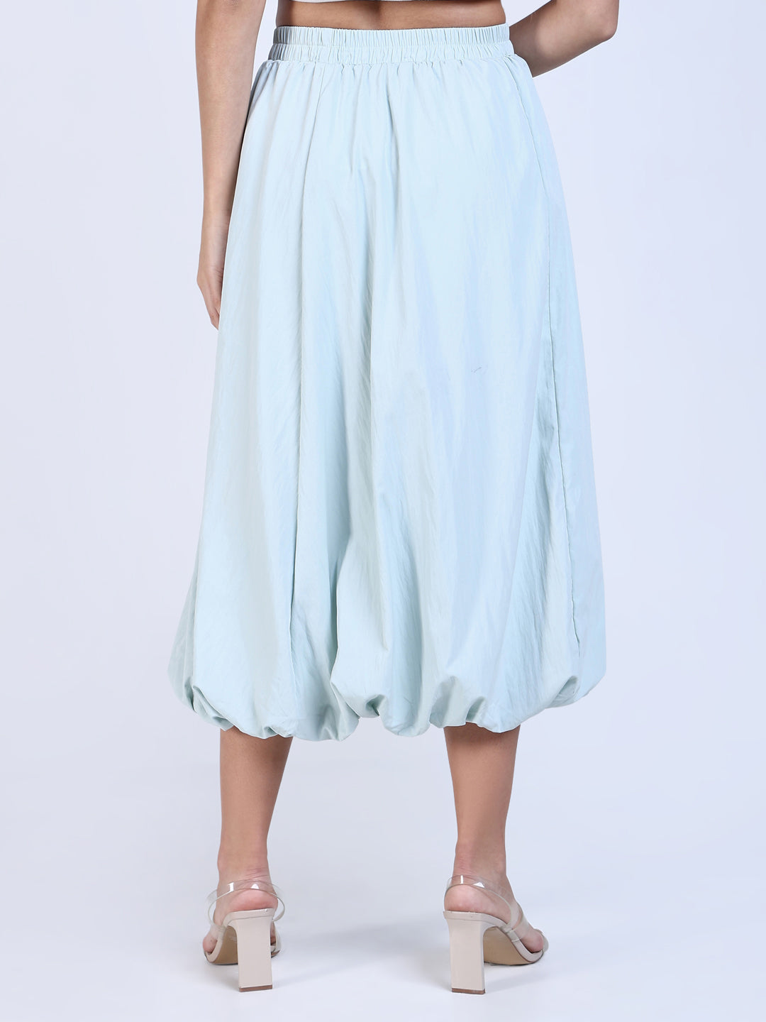 Women Sea Green Solid Balloon Skirt