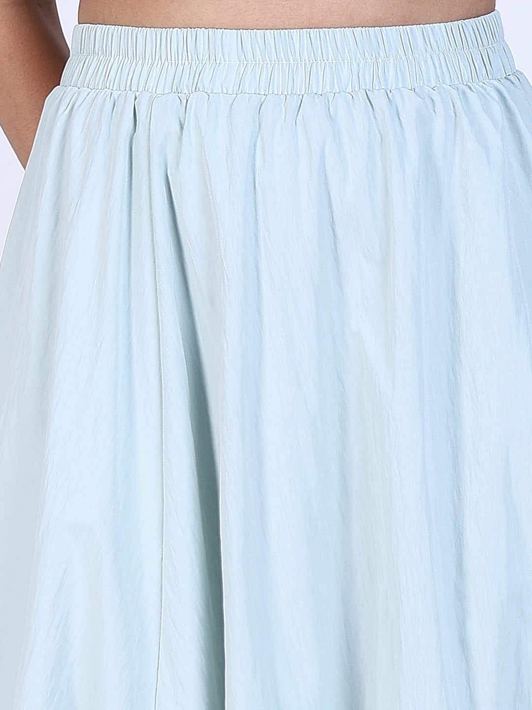 Women Sea Green Solid Balloon Skirt