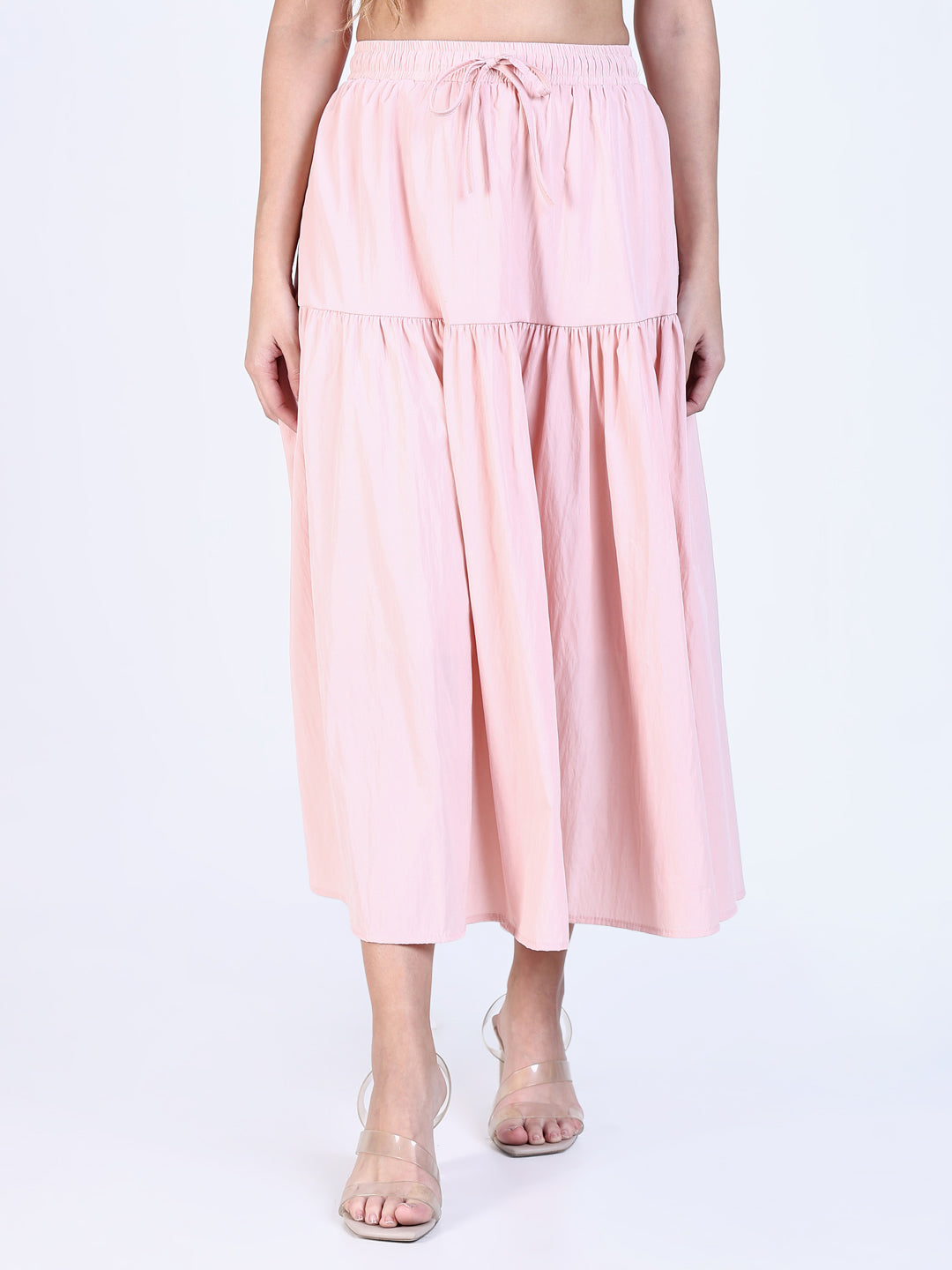 Women Pink Solid Flared Skirt