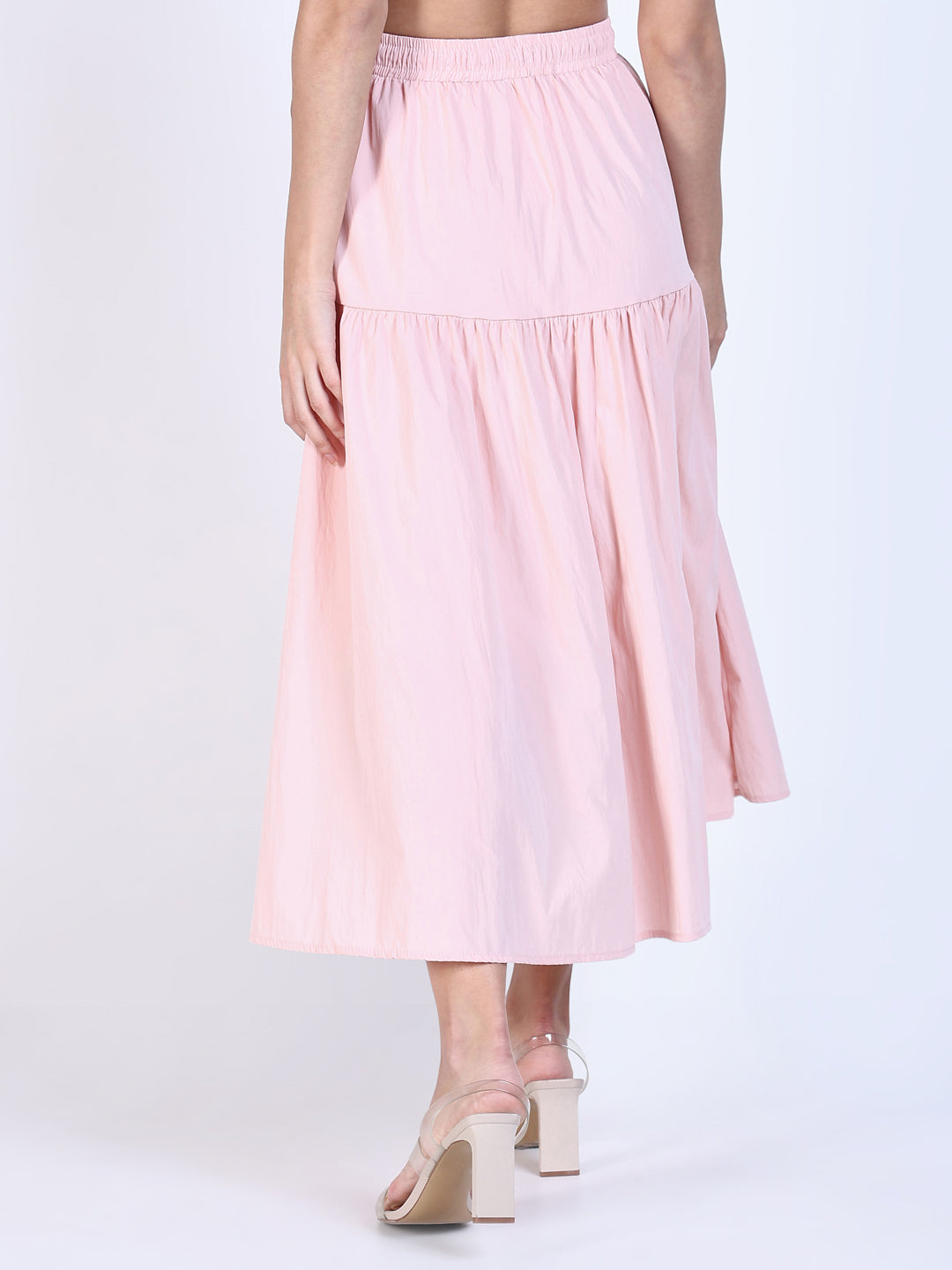 Women Pink Solid Flared Skirt