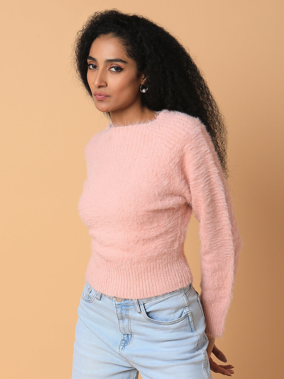 Women Solid Peach Cardigan