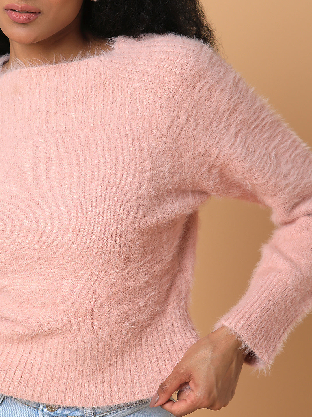 Women Solid Peach Cardigan