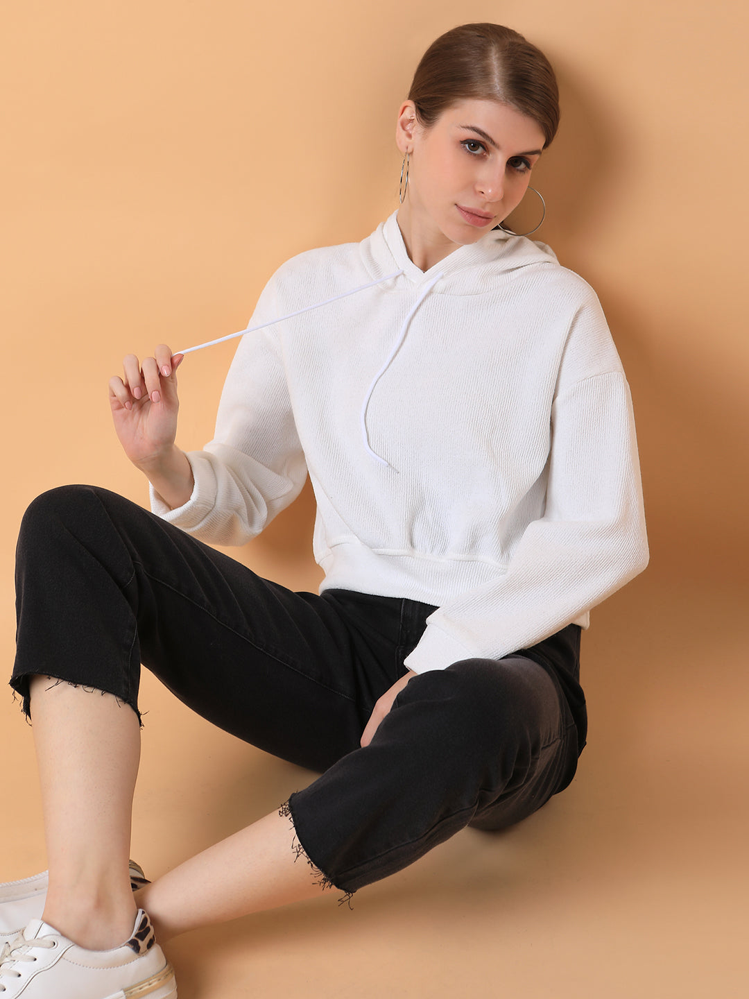 Women Solid White Pullover