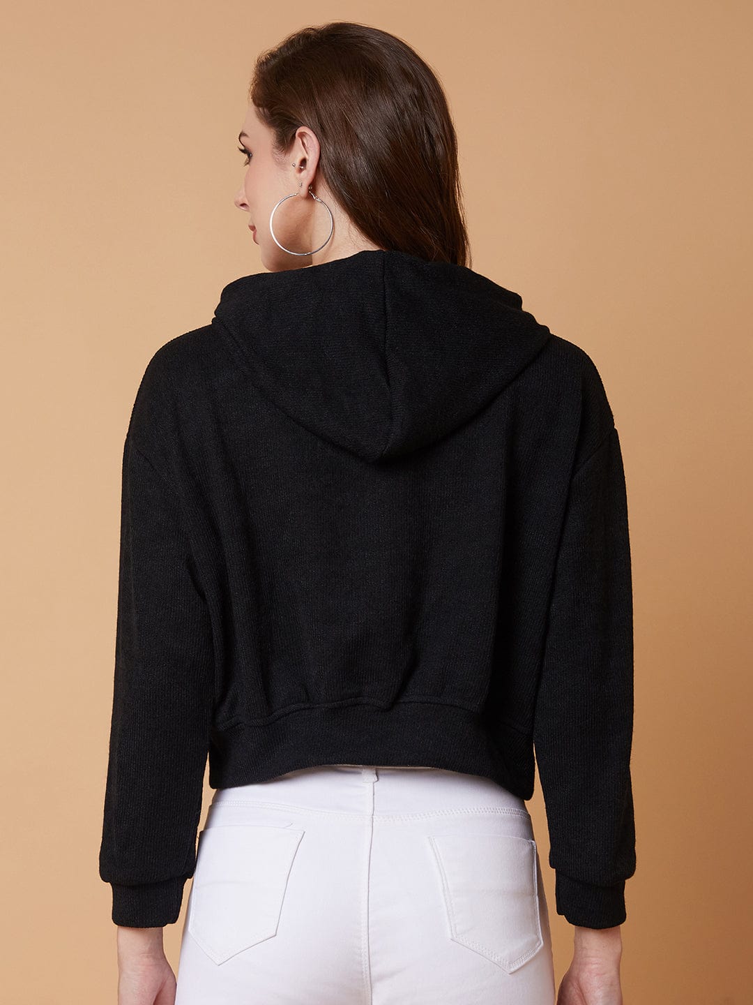 Women's Solid Black Hoodie