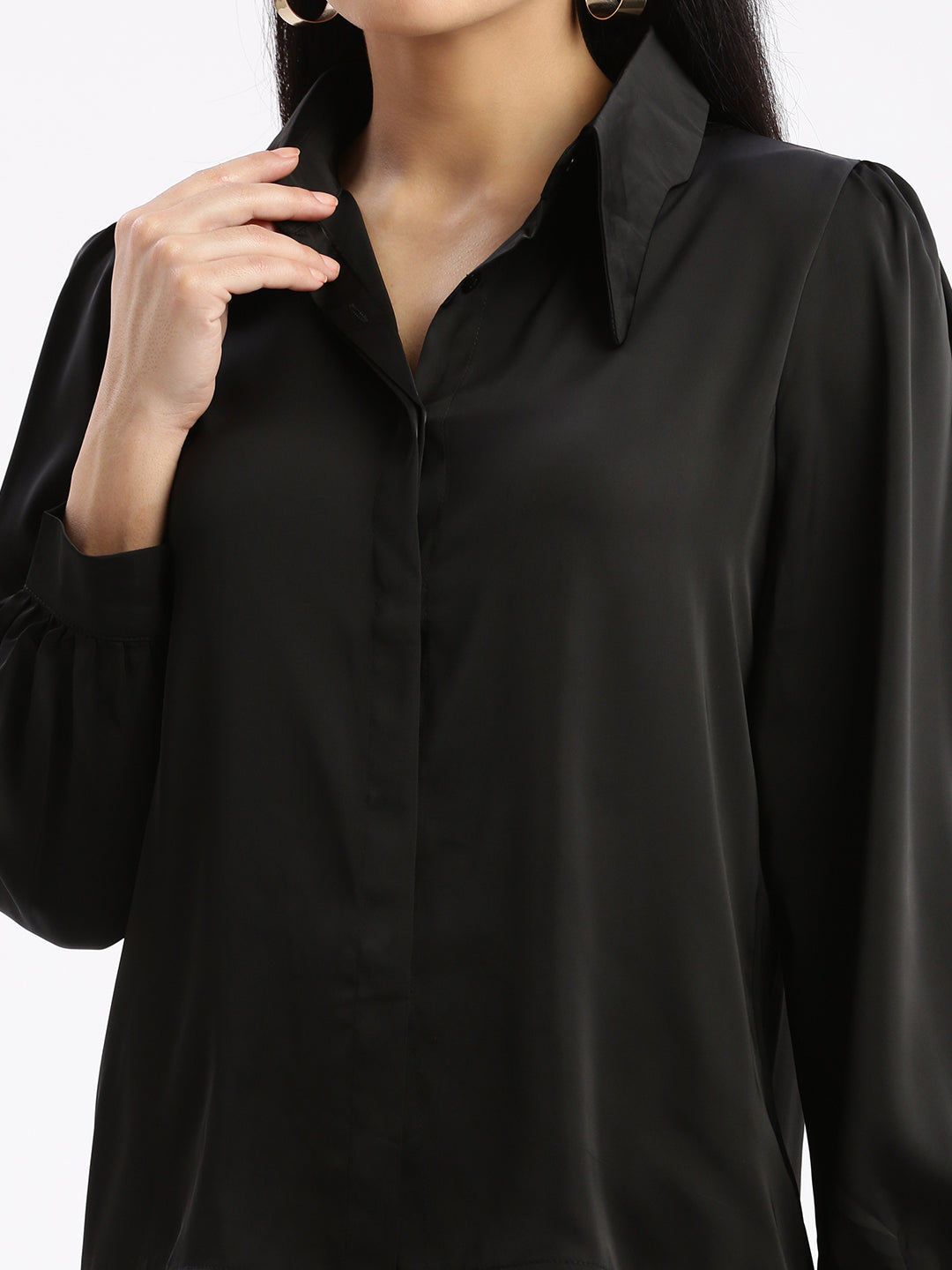 Women Solid Black Shirt