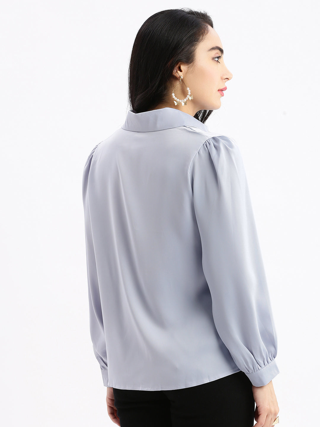 Women Solid Blue Shirt