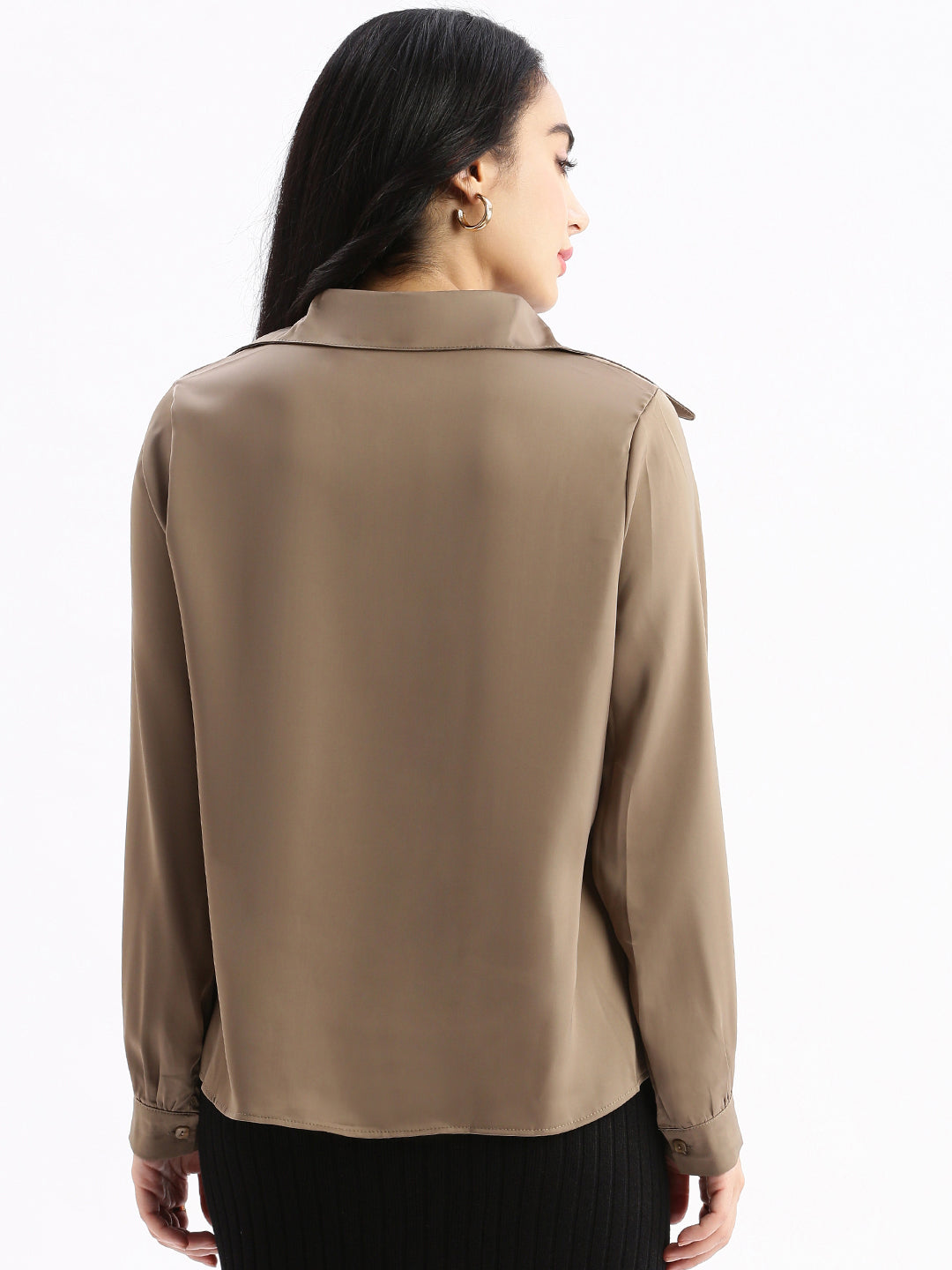 Women Solid Brown Shirt