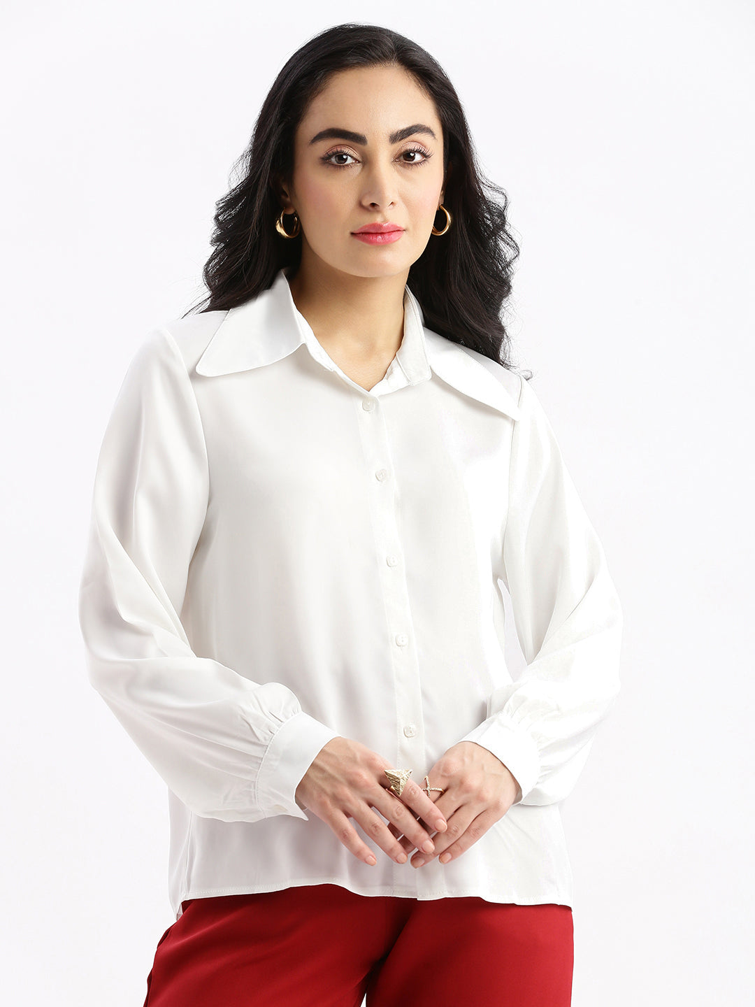 Women Solid White Shirt