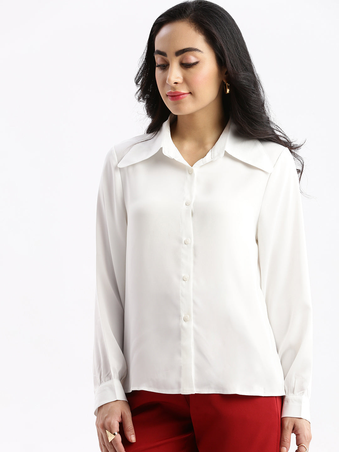 Women Solid White Shirt