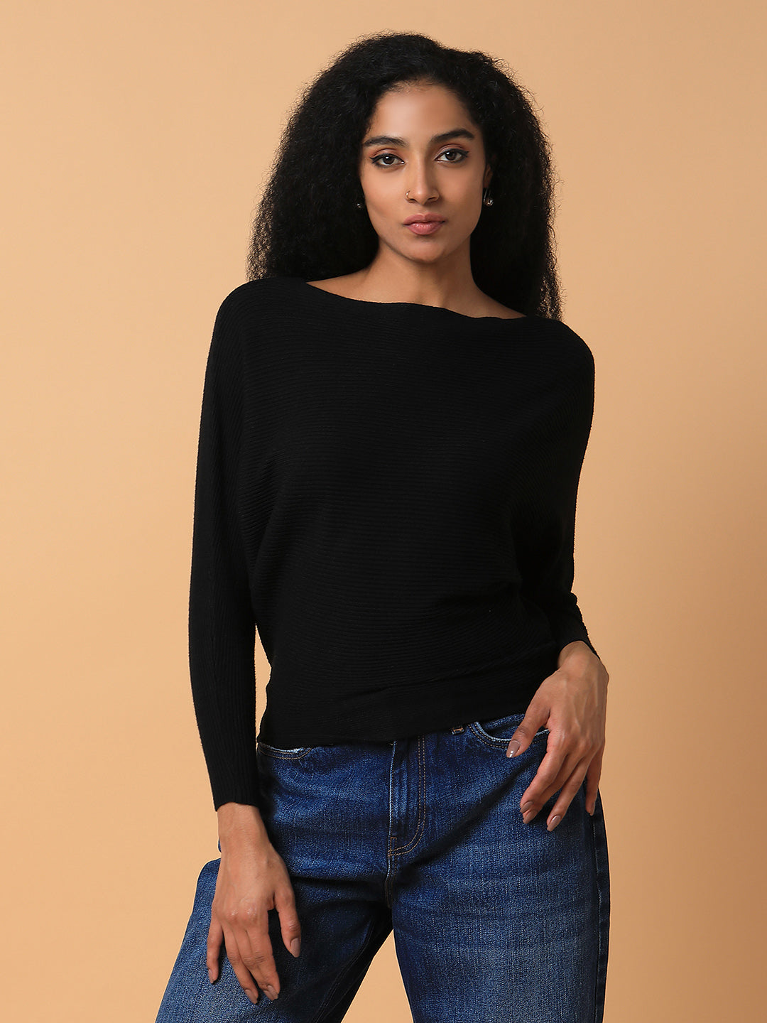 Women Solid Black Top