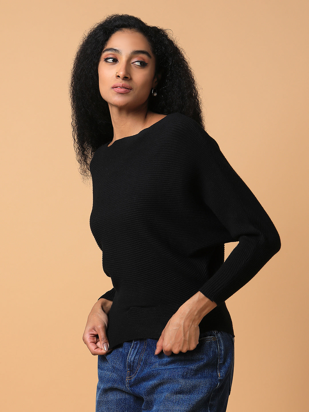 Women Solid Black Top