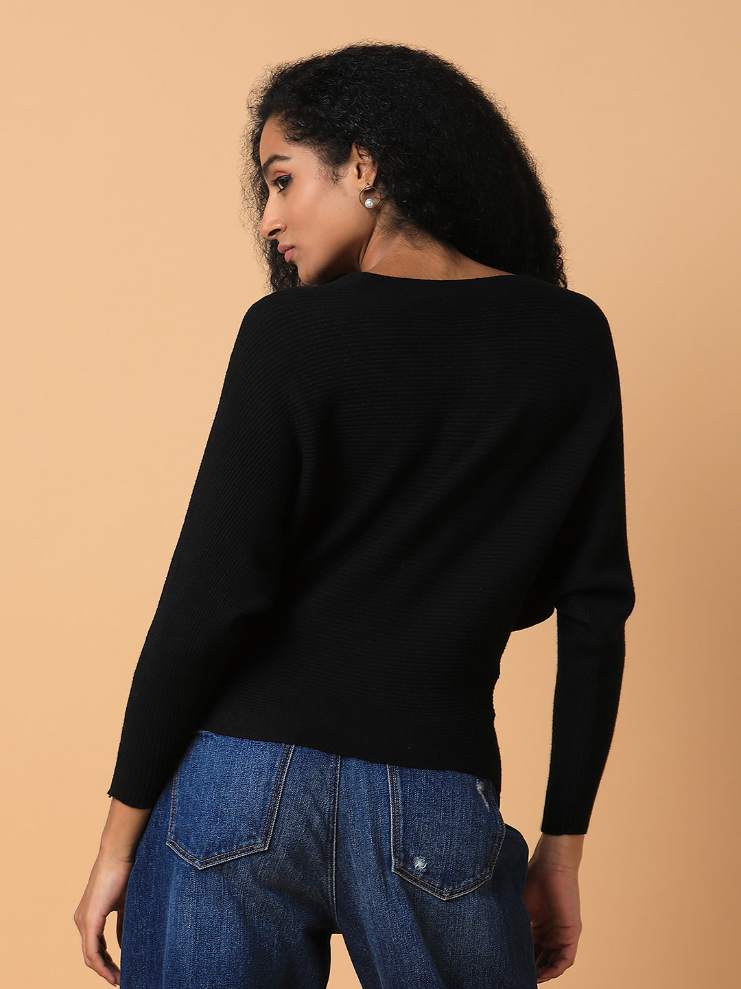 Women Solid Black Top